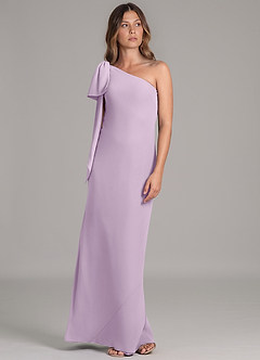 Azazie Capri Bridesmaid Dresses Frosted Lilac A-Line One Shoulder Chiffon Dress image5