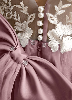 Azazie Mixie Jurken voor bloemenmeisjes Baljurk Jurk van Kant Stoffige Roos image8