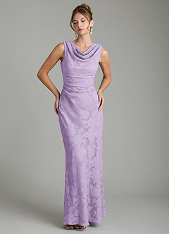 Azazie Kieryn Bridesmaid Dresses Lilac Mermaid Pleated Floral Burnout Dress image1