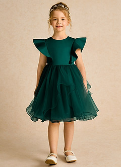 Azazie Chirp Flower Girl Dresses Pine Ball-Gown Tulle Dress image1