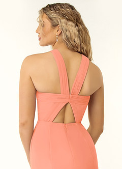 Azazie Rue Brautjungfernkleider A-Linie Halter Chiffon Kleid Sonnenuntergang image2