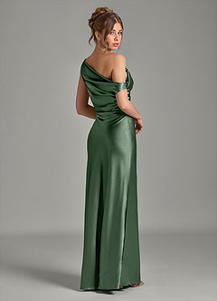 Azazie Emerson Morsiusneito Mekot Mrenneito Olkapään ulkopuolella Metallinen satiini Lattian pituus Pukeutua image6