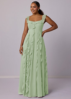 Barbie ♥ Azazie Bridesmaid Dresses Dusty Sage A-Line with Pockets Chiffon Dress image9