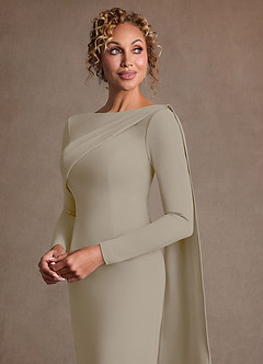 Azazie Merian 신부의 어머니 드레스 컬럼 주름진 스트레치 크레이프 무릎 길이 드레스 image5