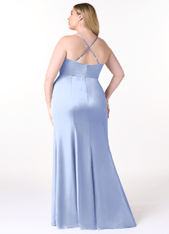 Azazie Marzia Brudtärnklänningar Klänning av Tubklänning i Stretch Satin Veckad halsringning Is image8