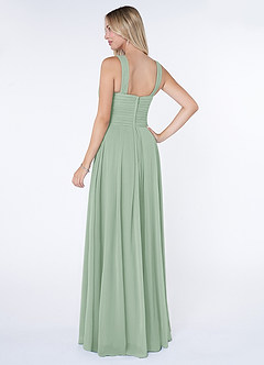 Azazie Kaleigh Bridesmaid Dresses Agave A-Line Pleated Chiffon Dress image4