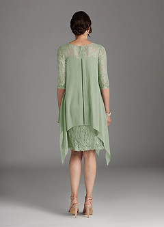 Azazie Flo Mother of the Bride Dresses Dusty Sage A-Line Lace Chiffon Dress image4