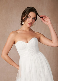 Azazie Leta Final Sale Diamond White Ball-Gown Sweetheart Tulle Dress image4