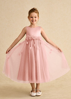 Azazie Lux Flower Girl Dresses Rosette A-Line Beaded Tulle Dress image4