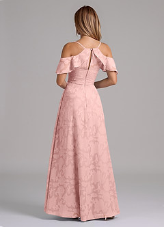 Azazie Dakota Robes de demoiselle d'honneur Robe Trapèze en Blumen-Burnout Épaule décolletée Rose Poudré image2