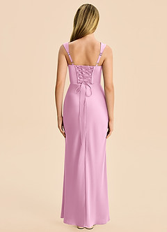 Azazie Agustina Junior Robe Fourreau en Satin extensible Plissé Rose Bonbon image2