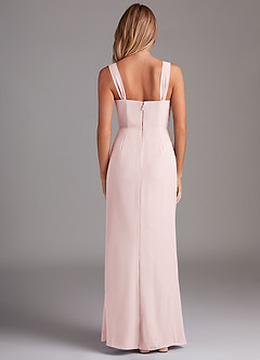 Azazie Denice Robes de demoiselle d'honneur Robe Fourreau en Mousseline de soie Plissé Rose Pâle image2