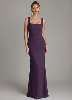 Azazie Agustina Bridesmaid Dresses Plum Mermaid Corset Chiffon Dress image5