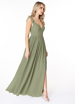 Azazie Stassie Final Sale Pistachio A-Line Sweetheart Ruched Chiffon Dress image4