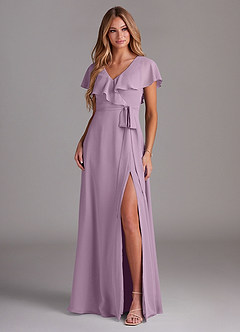 Azazie Lainey Bridesmaid Dresses Wisteria A-Line with Pockets Chiffon Dress image3