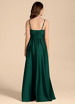 Azazie Catalina Junior Vestido de Esmeralda de Satén Elástico de Corte en A con Escote de Corazón image2