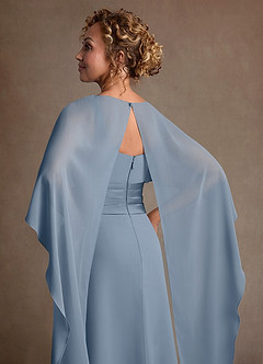 Azazie Marilla Klänningar till brudens mor Klä A-Line i Chiffong Plisserad Dammblå image7