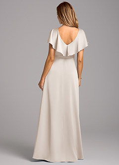 Azazie Lainey Bridesmaid Dresses White Alabaster A-Line with Pockets Stretch Satin Dress image2
