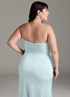 Azazie Yola Bridesmaid Dresses Sea Glass Sheath V-Neck Pleated Stretch Satin Convertible Dress image15