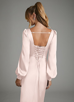 Azazie Brianna Kleider zum Anprobieren zu Hause Meerjungfrau-Linie Korsett Stretch-Satin Kleid Zartrosa image2