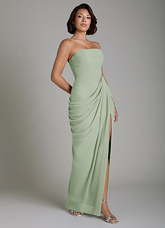 Azazie Nyra Robes de demoiselle d'honneur Robe Fourreau en Mousseline de soie Corset Vert Sauge image7