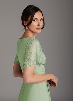 Azazie Jannie Mother of the Bride Dresses Dusty Sage A-Line V-Neck Lace Stretch Chiffon Dress image5