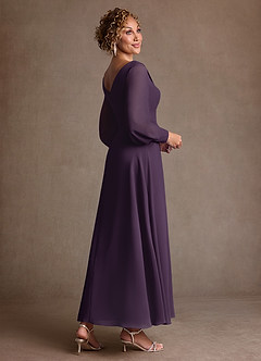 Azazie Paterson Abiti per la Madre della Sposa Abito A-Line in Chiffon Plissettato Prugna image4