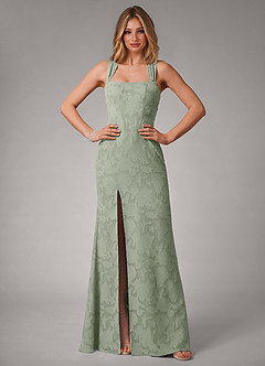 Azazie Luci Bridesmaid Dresses Agave Mermaid Pleated Floral Burnout Convertible Dress image5