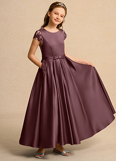 Azazie Bunny Girls Formal Robe Demoiselle D'honneur Fillette Robe Robe de bal en Dentelle Sangria image1