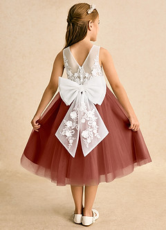 Azazie Lina Flower Girl Dresses Ivory Auburn Ball-Gown Lace Dress image1