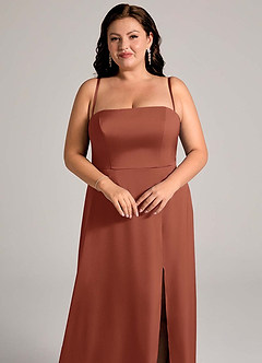 Azazie Wren Bridesmaid Dresses Auburn A-Line Strapless Stretch Satin Convertible Dress image13