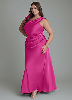 Azazie Kieryn Bridesmaid Dresses Fuchsia Mermaid Pleated Stretch Satin Dress image11