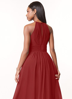 Azazie Bonnie Bridesmaid Dresses Rust A-Line Keyhole Ruched Chiffon Dress image4