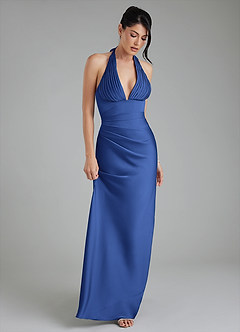 Azazie Torrance Bridesmaid Dresses Royal Blue Mermaid Corset Stretch Satin Dress image5