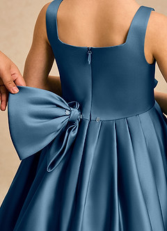 Azazie Lillian Flower Girl Dresses Bermuda Ball-Gown Pleated Matte Satin Dress image5