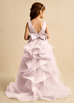 Azazie Lior Robe Demoiselle D'honneur Fillette Robe Princesse en Tulle Plissé Rose Pâle image8