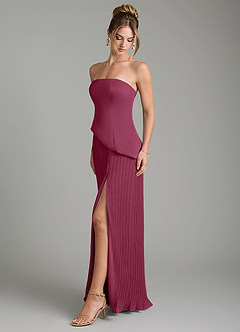 Azazie Tierney Bridesmaid Dresses Mulberry A-Line Strapless Chiffon Convertible Dress image5
