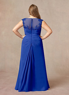 Azazie Libby vestidos de madre de la novia Vestido de Azul Real de Gasa de Corte En A con Scoop Lentejuelas image8