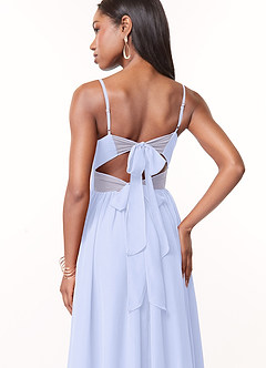 Azazie Zeya Bridesmaid Dresses Lavender A-Line V-Neck Pleated Chiffon Dress image2