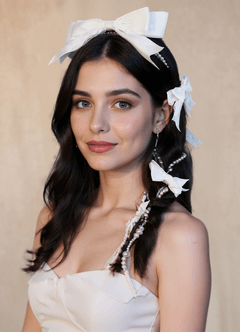 front White Bow Pearl Set