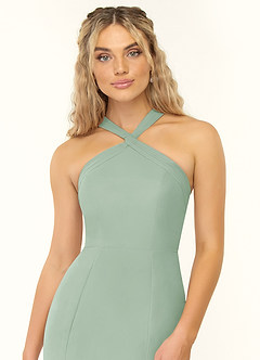 Azazie Rue Bridesmaid Dresses Agave A-Line Halter Chiffon Dress image6