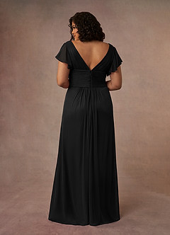 Azazie Reneya Mother of the Bride Dresses Black A-Line Pleated Mesh Dress image10