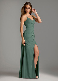 Azazie Maci Bridesmaid Dresses Eucalyptus Sheath Pleated Mesh Dress image4