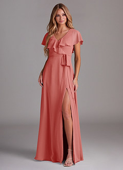 Azazie Lainey Abiti da Damigella Abito A-Line in Chiffon Con Tasche Rosa Antica image3