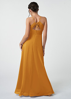 Azazie Avelina Junior Butterscotch A-Line Pleated Chiffon Dress image3