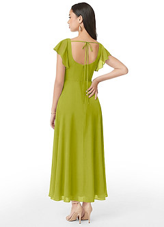Azazie Bondi Bridesmaid Dresses Lemongrass A-Line Ruched Chiffon Dress image5