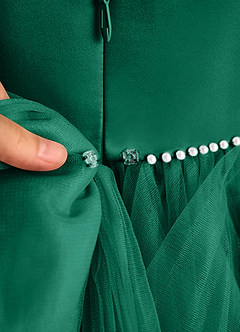 Azazie Tinie Flower Girl Dresses Emerald Ball-Gown Bow Tulle Dress image8