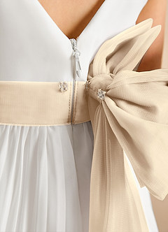 Azazie Margot Blumenmädchenkleider A-Linie Plissee Chiffon Kleid Elfenbein Champagner image9