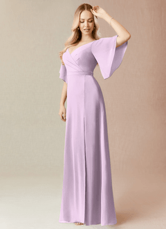 Azazie Cierra Bridesmaid Dresses Frosted Lilac A-Line V-Neck Chiffon Dress image4