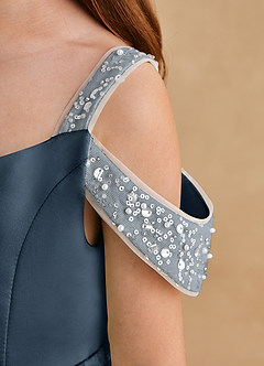 Azazie Jodi Flower Girl Dresses Neptune A-Line Matte Satin Dress image6